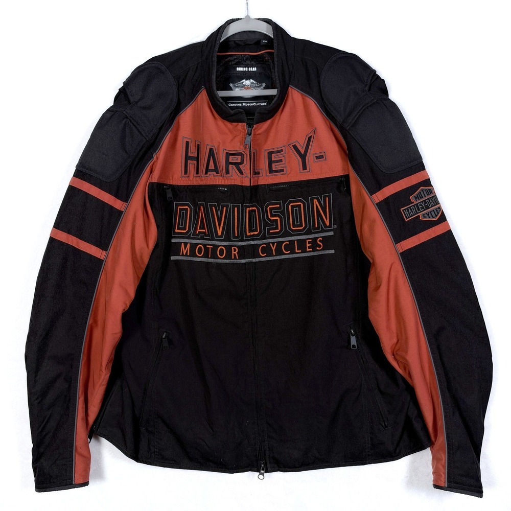 Harley-Davidson Mens Riding Jacket Black Orange Padded 98112-16VM 2XL